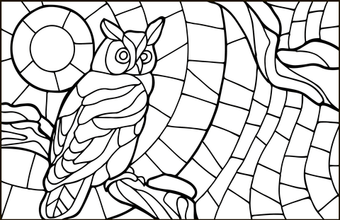 Owl Stained Glass Coloring Page